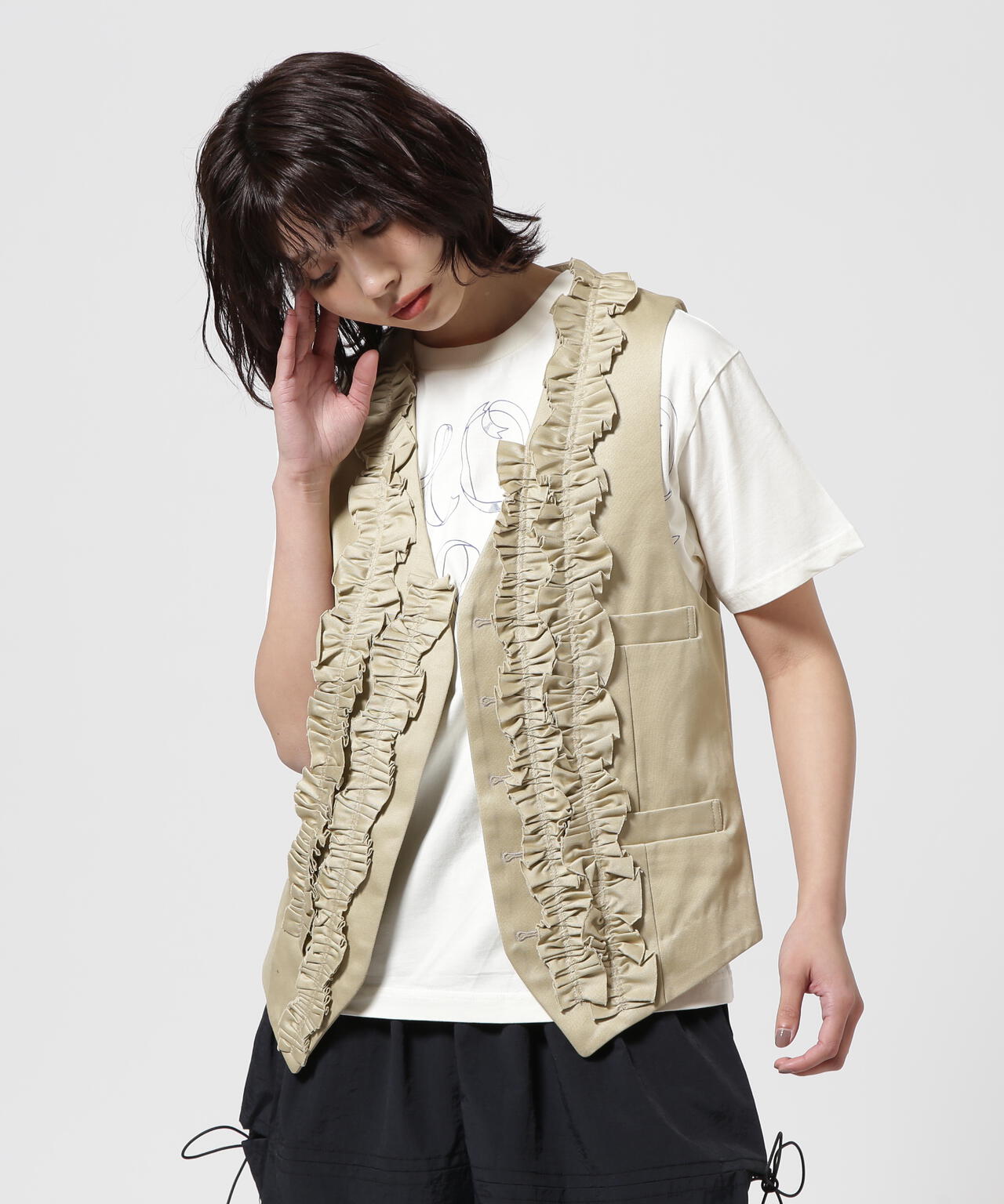 RHODOLIRION/ロドリリオン Frill Vest - Chino Cloth