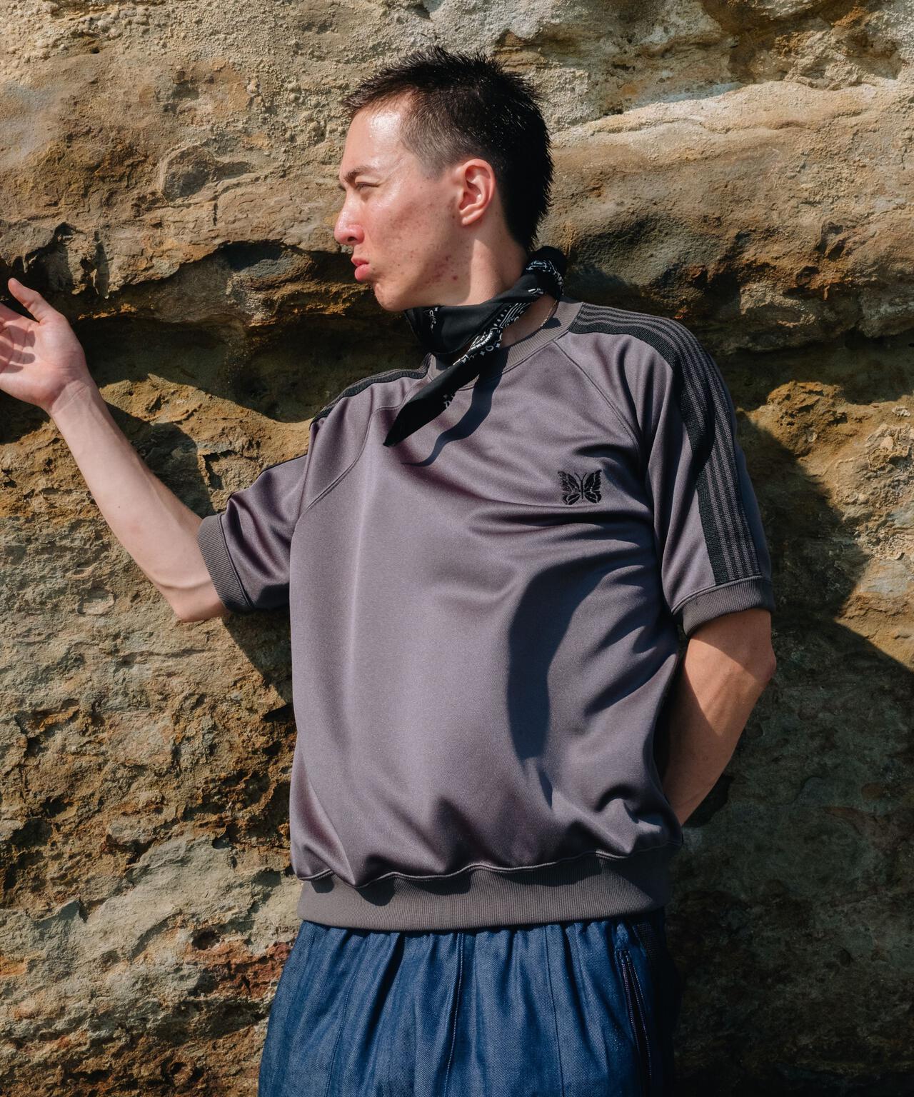Needles/ニードルズ 別注Track S/S Crew Neck Shirt-Poly Smooth