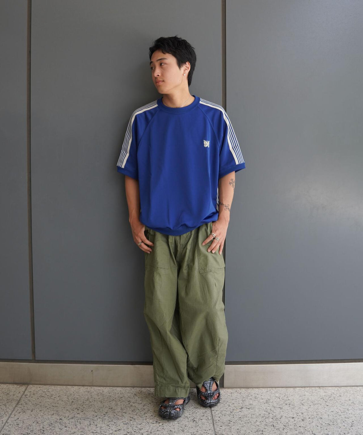 Needles/ニードルズ 別注Track S/S Crew Neck Shirt-Poly Smooth