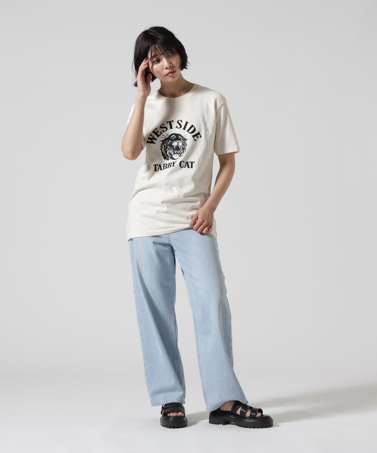 MIXTA/ミクスタ CREW NECK TABBY Tシャツ