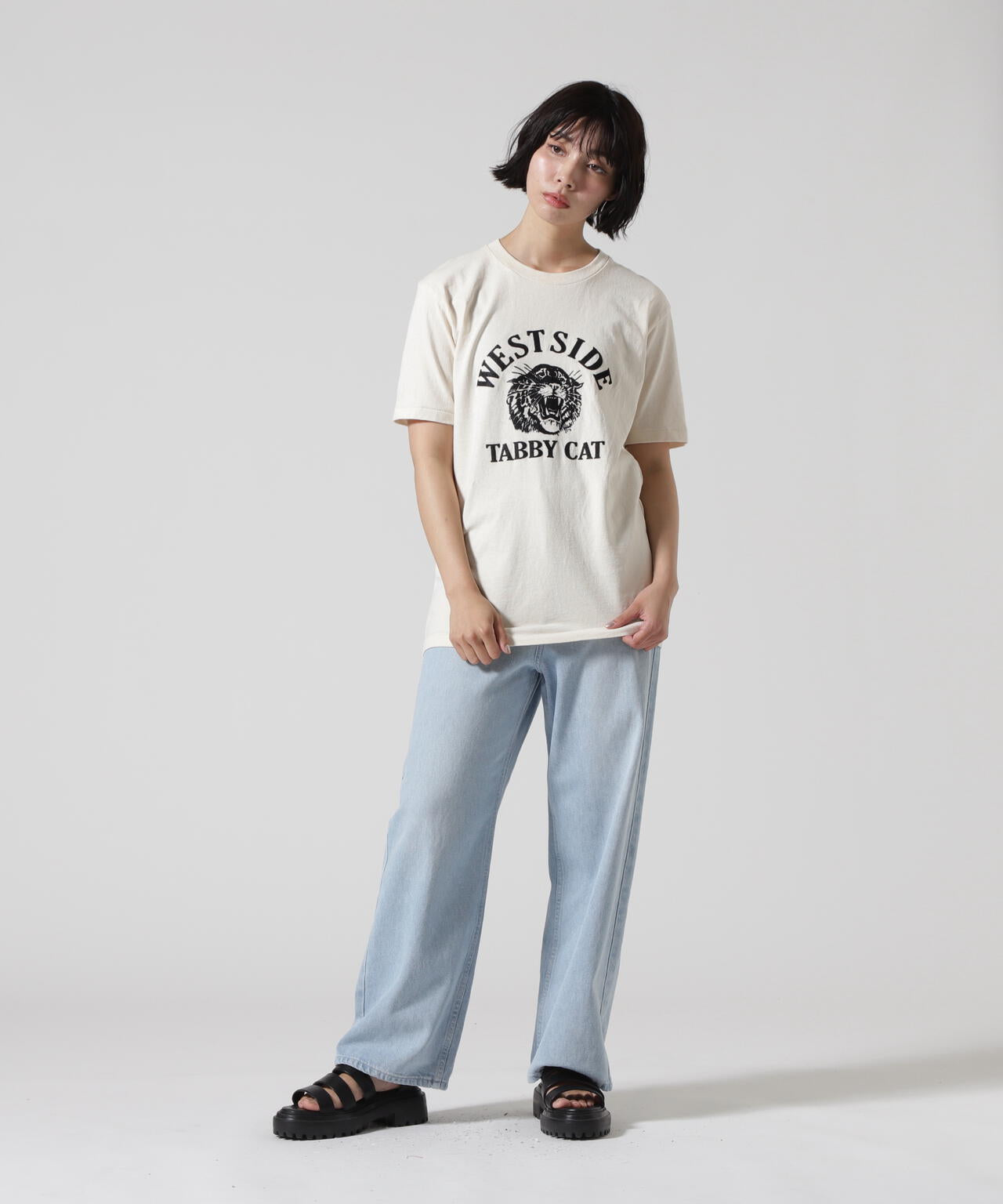 MIXTA/ミクスタ CREW NECK TABBY Tシャツ