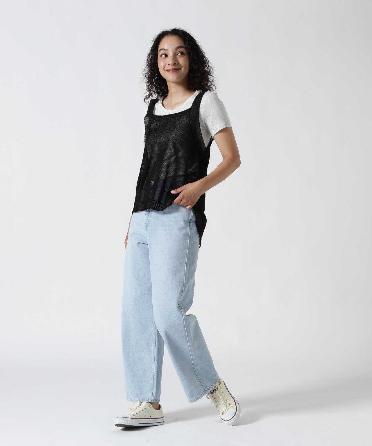 B omnivore/ビーオムニボー ギマコットン変形ジレ