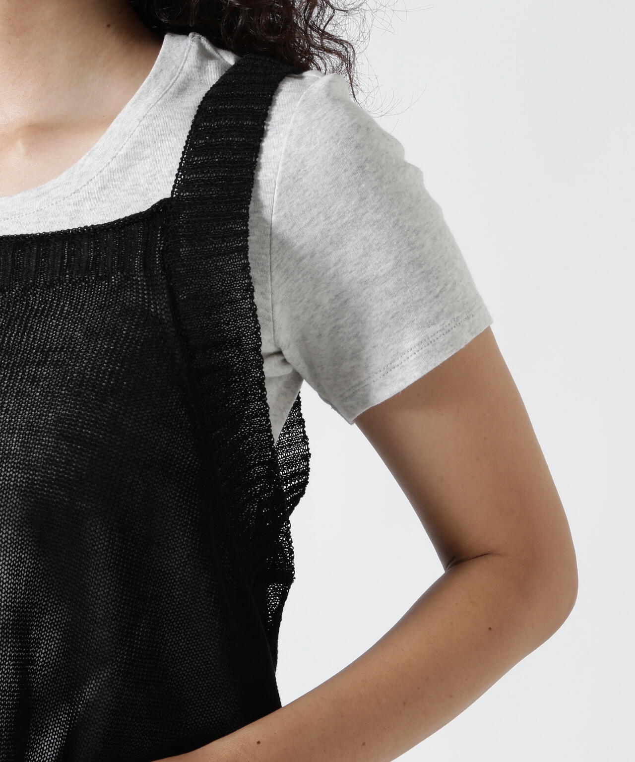 B omnivore/ビーオムニボー ギマコットン変形ジレ