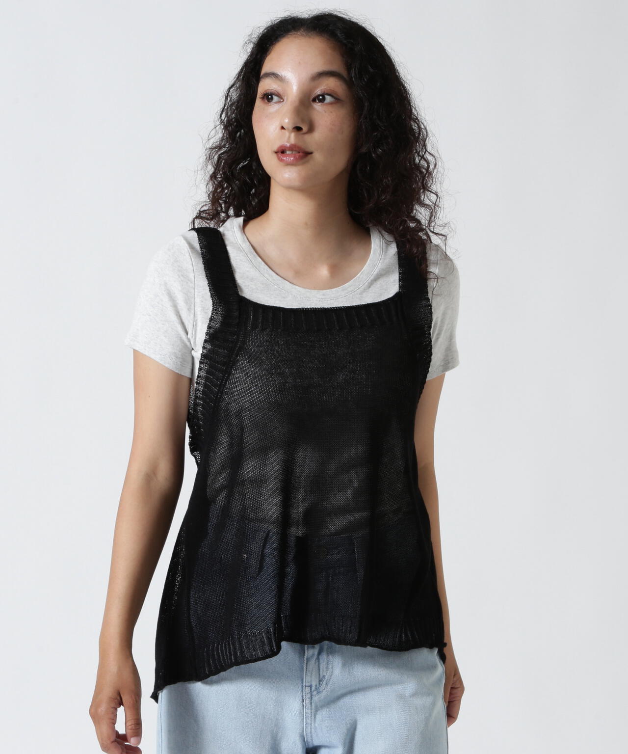 B omnivore/ビーオムニボー ギマコットン変形ジレ