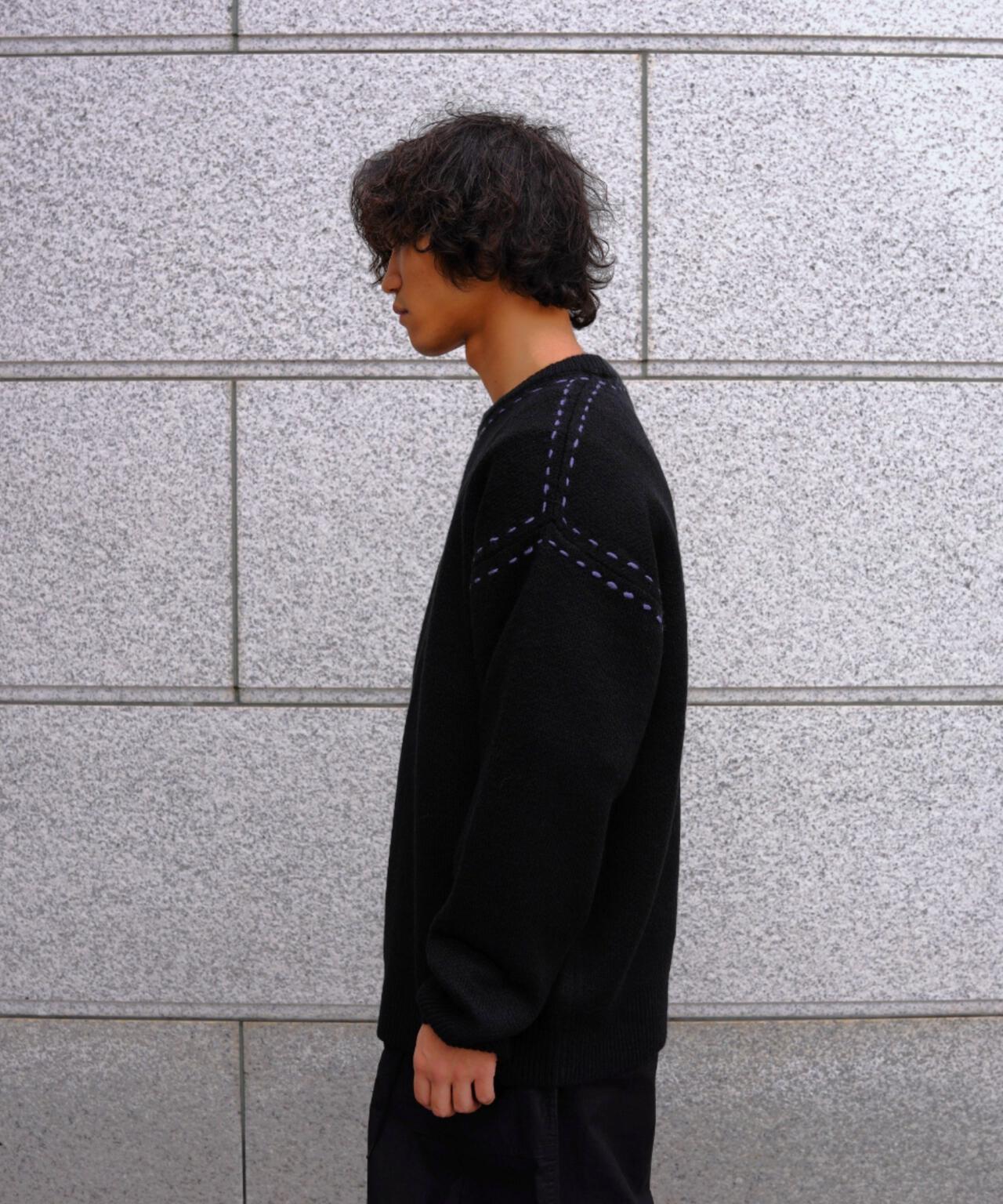 B omnivore/ビーオムニボー アクリル起毛KNIT HAND CREW