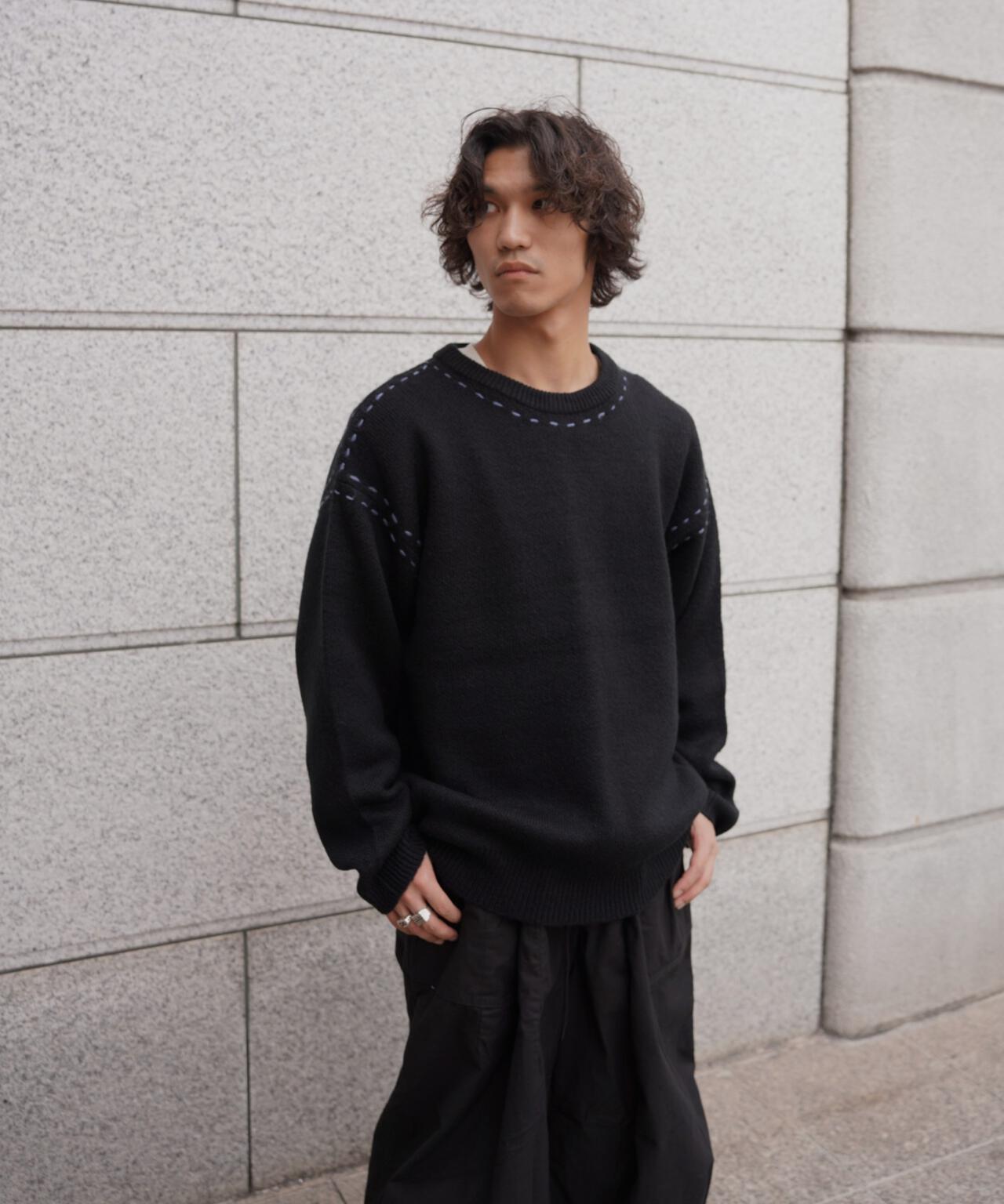 B omnivore/ビーオムニボー アクリル起毛KNIT HAND CREW