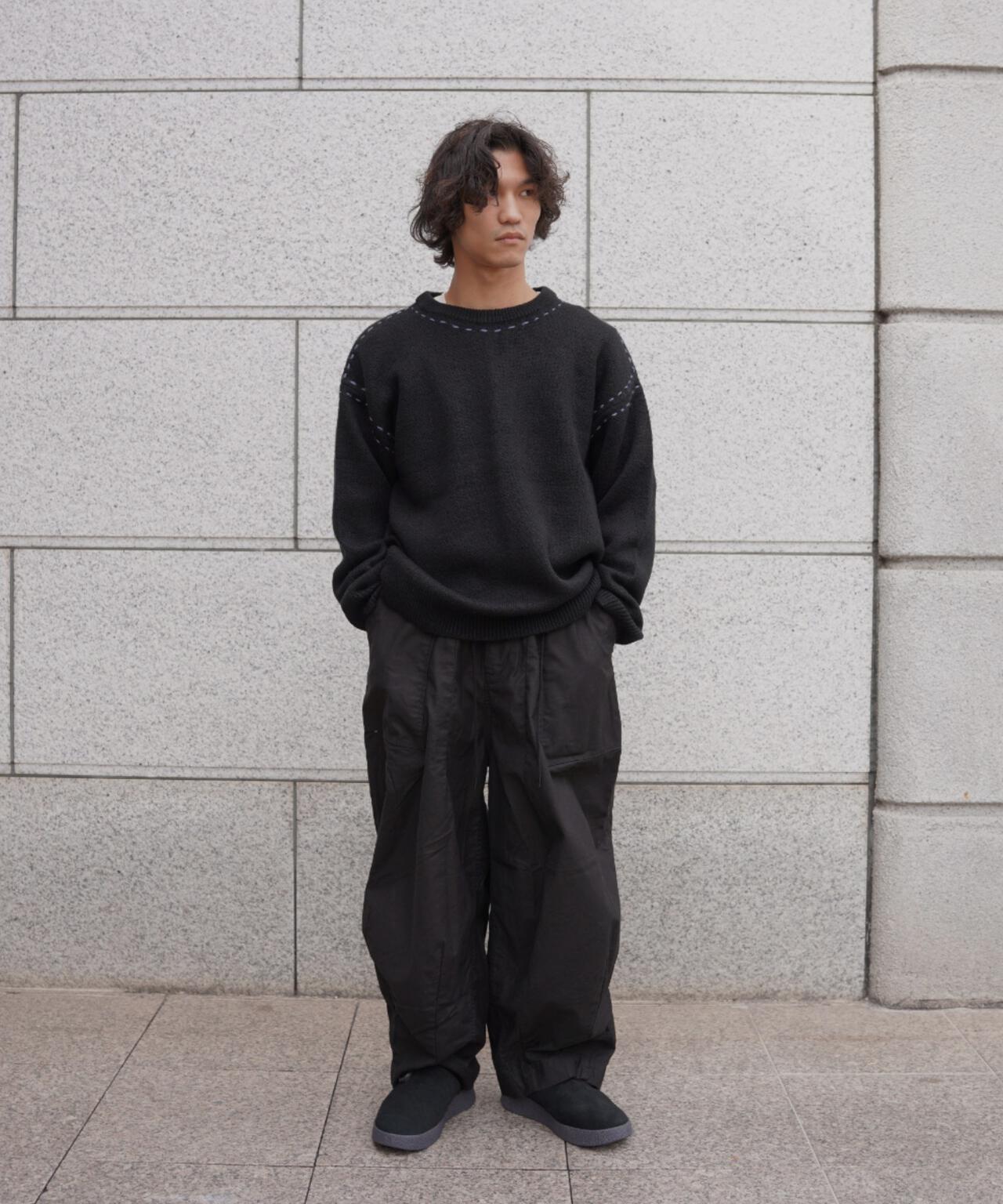 B omnivore/ビーオムニボー アクリル起毛KNIT HAND CREW