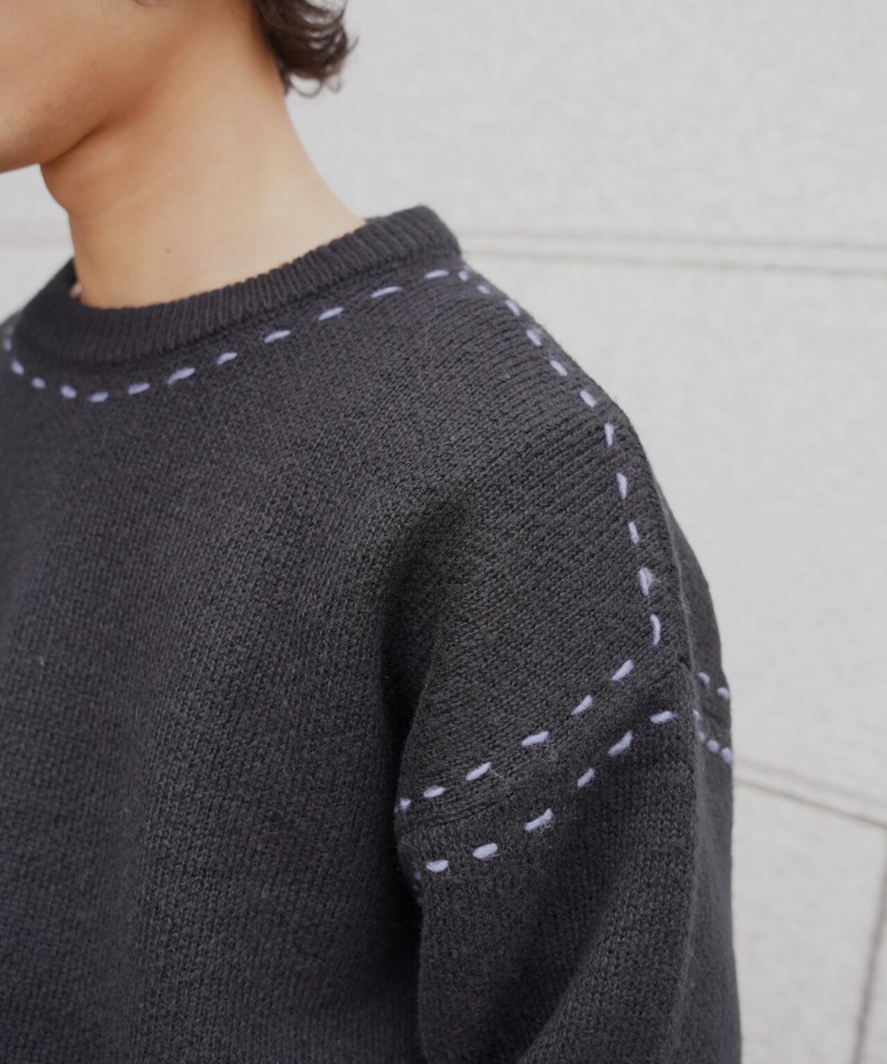 B omnivore/ビーオムニボー アクリル起毛KNIT HAND CREW