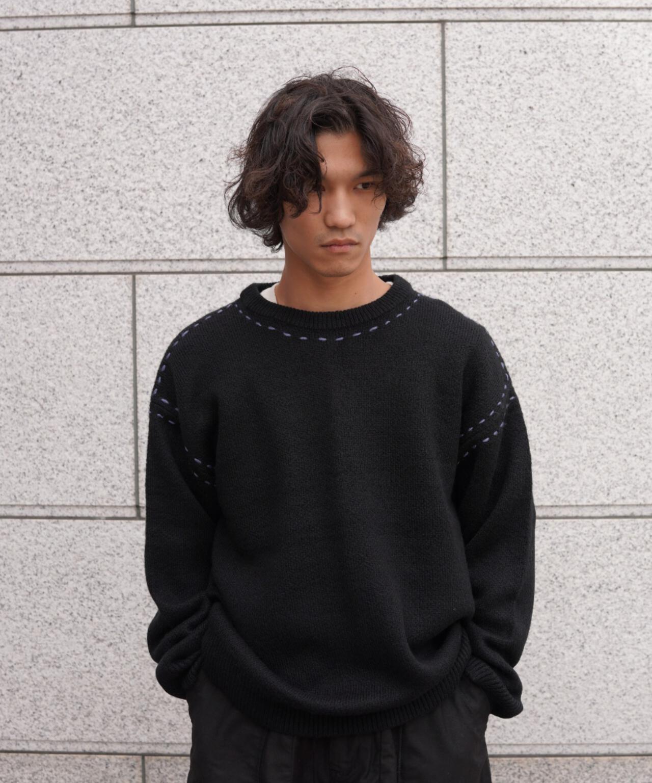 B omnivore/ビーオムニボー アクリル起毛KNIT HAND CREW
