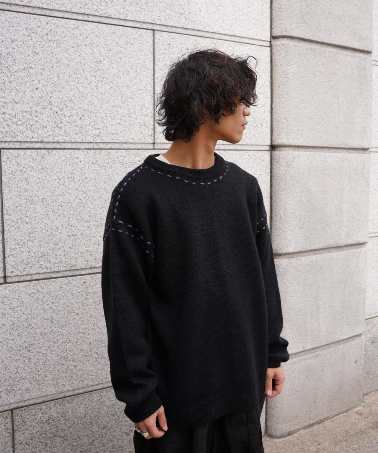 B omnivore/ビーオムニボー アクリル起毛KNIT HAND CREW