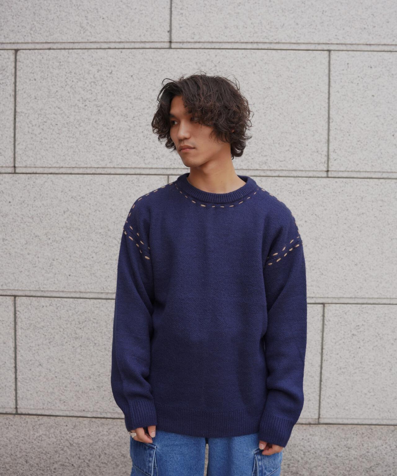 B omnivore/ビーオムニボー アクリル起毛KNIT HAND CREW