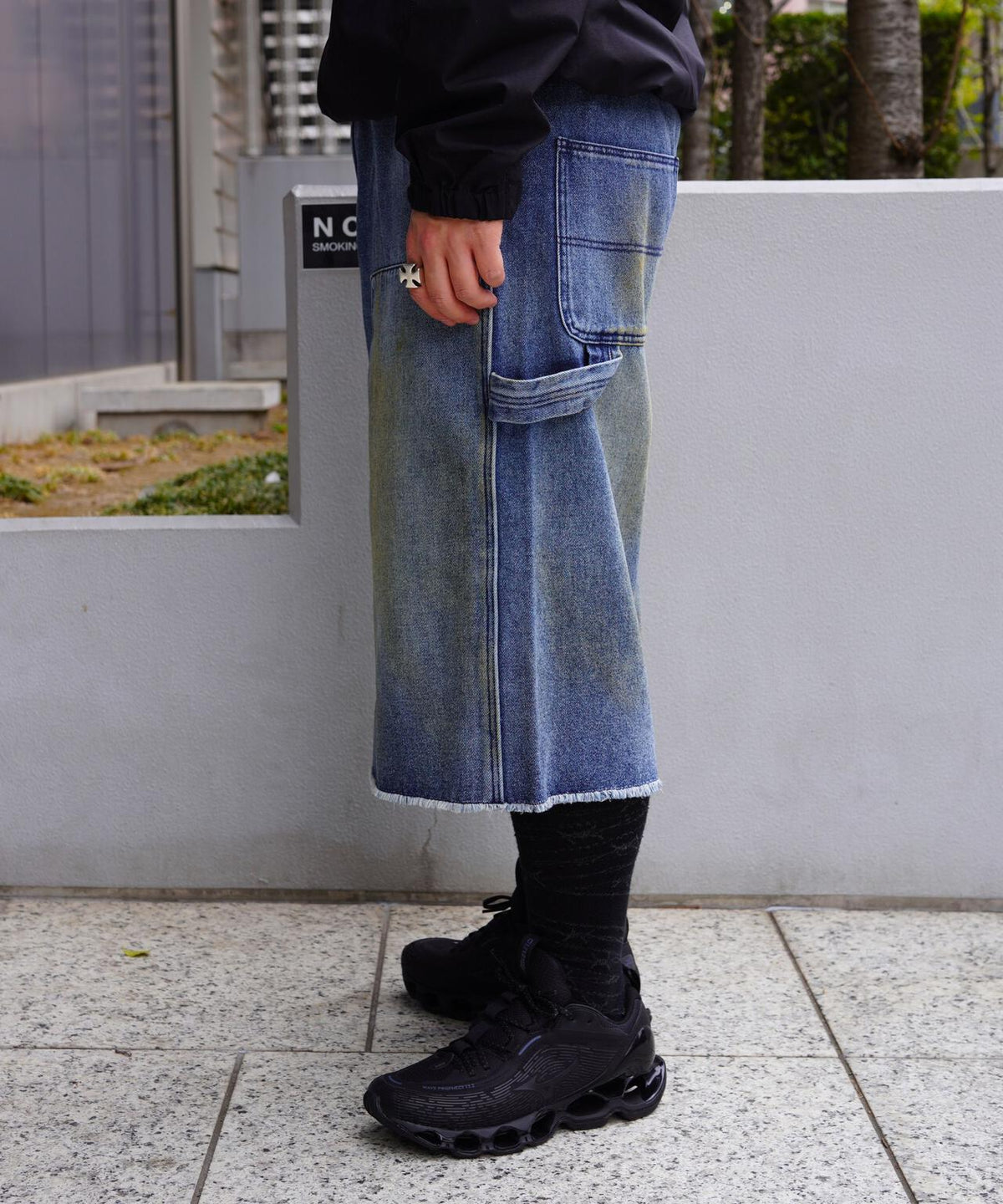 B omnivore/ビーオムニボー W KNEE SHORTS DENIM ダブルニーショーツデニム