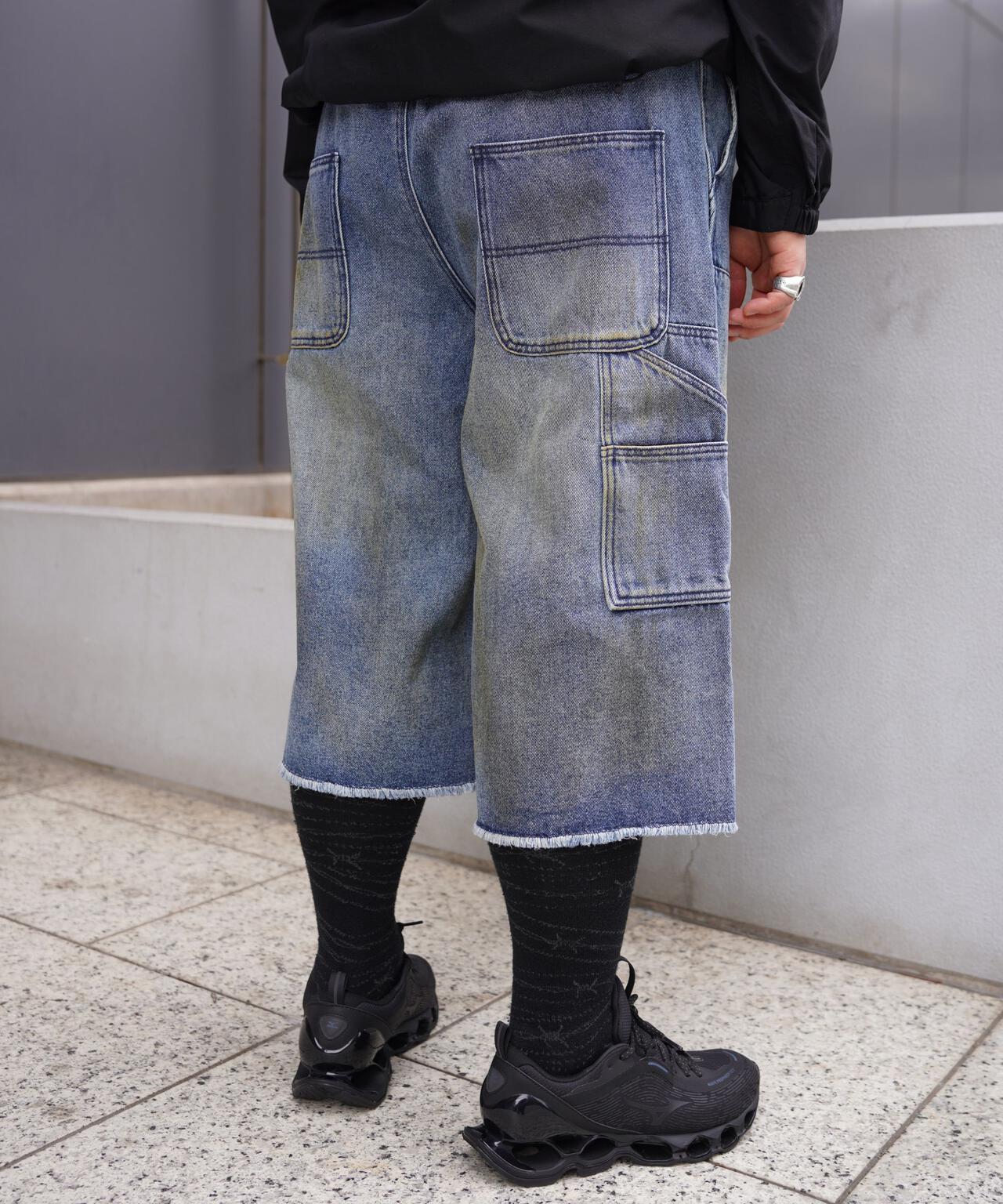 B omnivore/ビーオムニボー W KNEE SHORTS DENIM ダブルニーショーツデニム