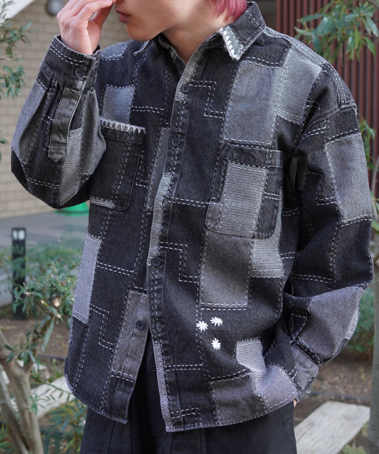 B omnivore/ビーオムニボー PATCHWORK DENIM SHIRT