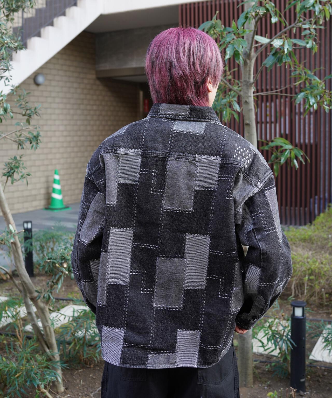 B omnivore/ビーオムニボー PATCHWORK DENIM SHIRT