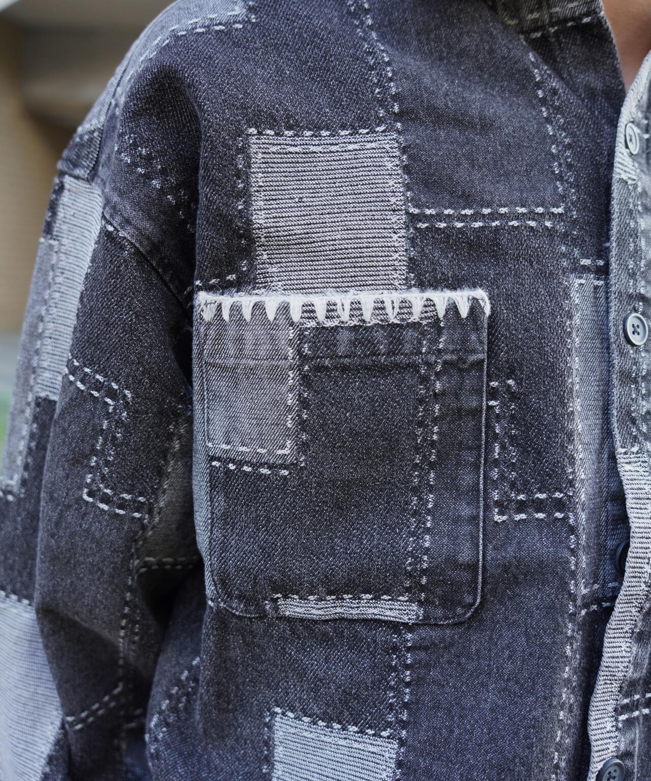 B omnivore/ビーオムニボー PATCHWORK DENIM SHIRT