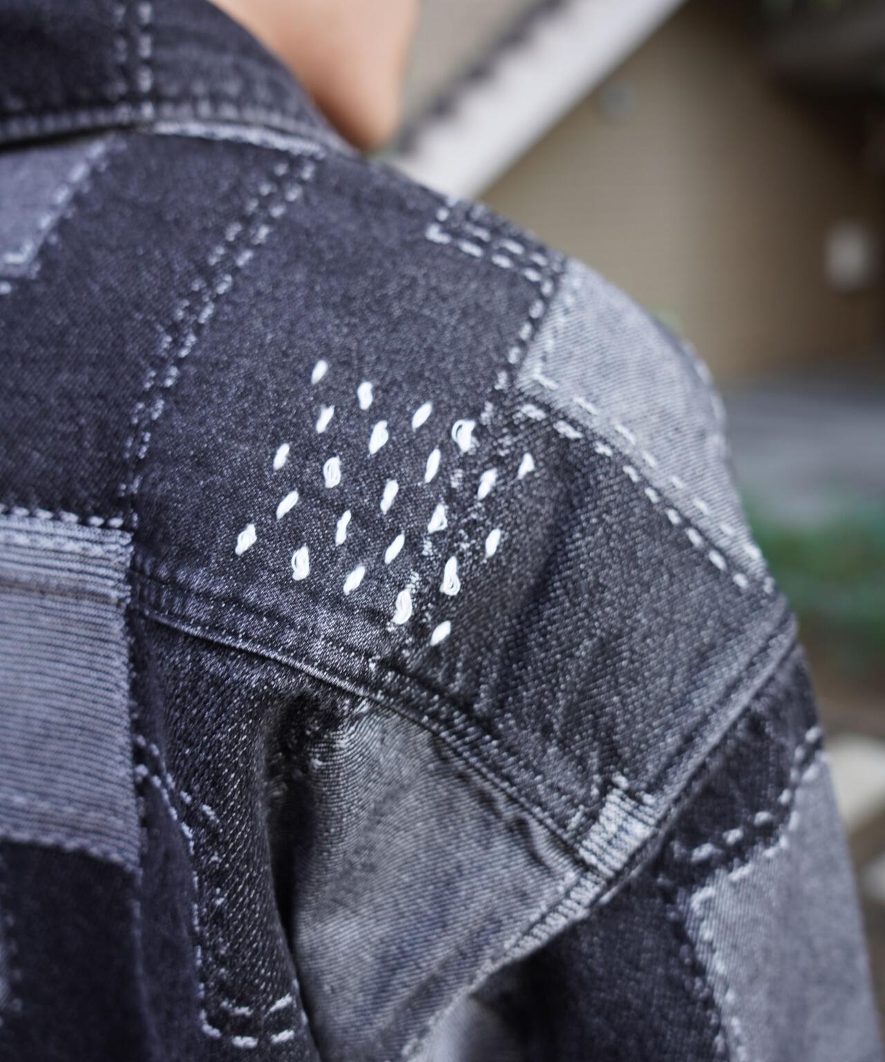 B omnivore/ビーオムニボー PATCHWORK DENIM SHIRT