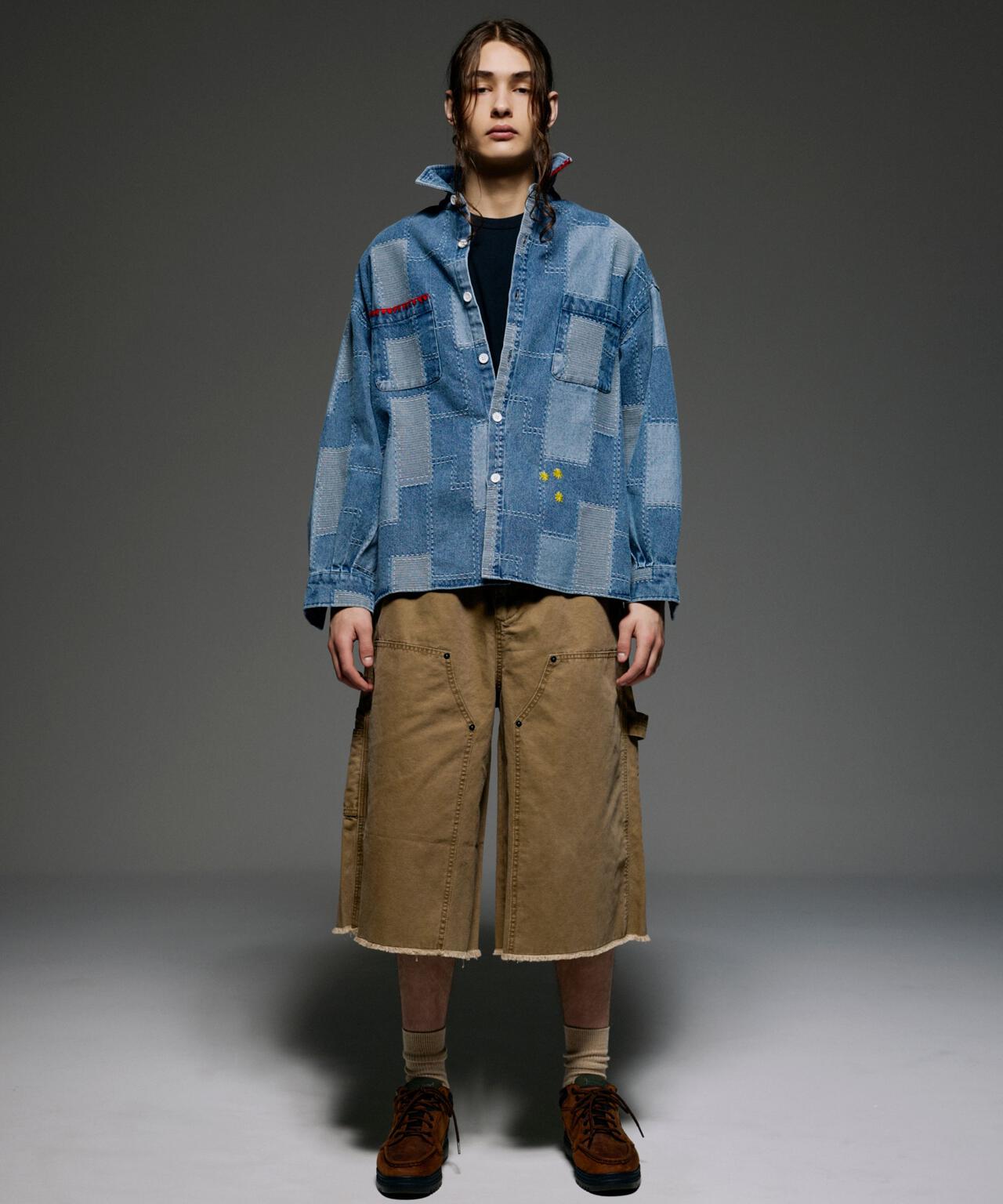 B omnivore/ビーオムニボー PATCHWORK DENIM SHIRT