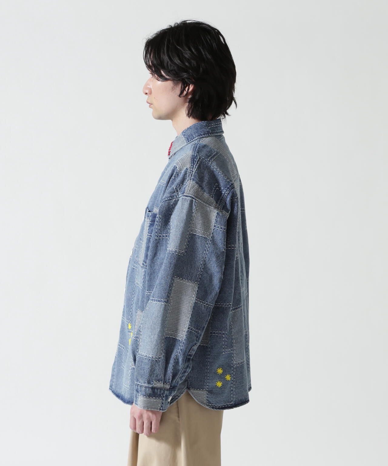 B omnivore/ビーオムニボー PATCHWORK DENIM SHIRT