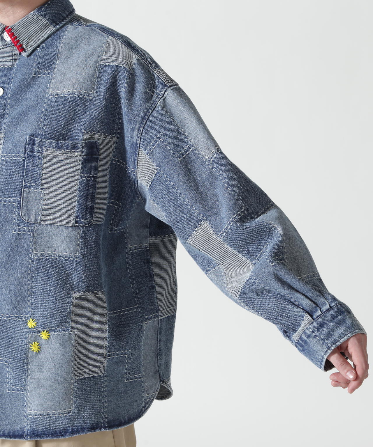 B omnivore/ビーオムニボー PATCHWORK DENIM SHIRT