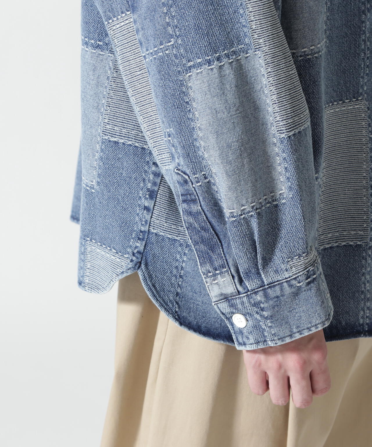 B omnivore/ビーオムニボー PATCHWORK DENIM SHIRT