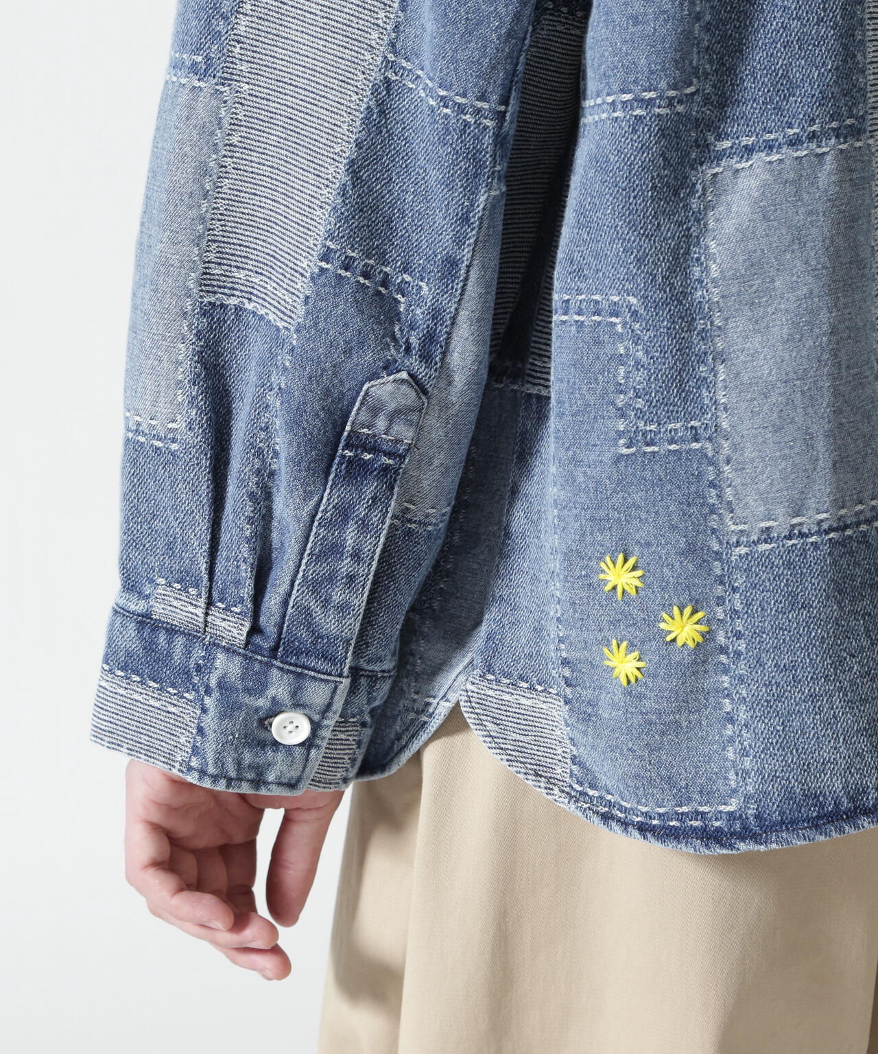 B omnivore/ビーオムニボー PATCHWORK DENIM SHIRT