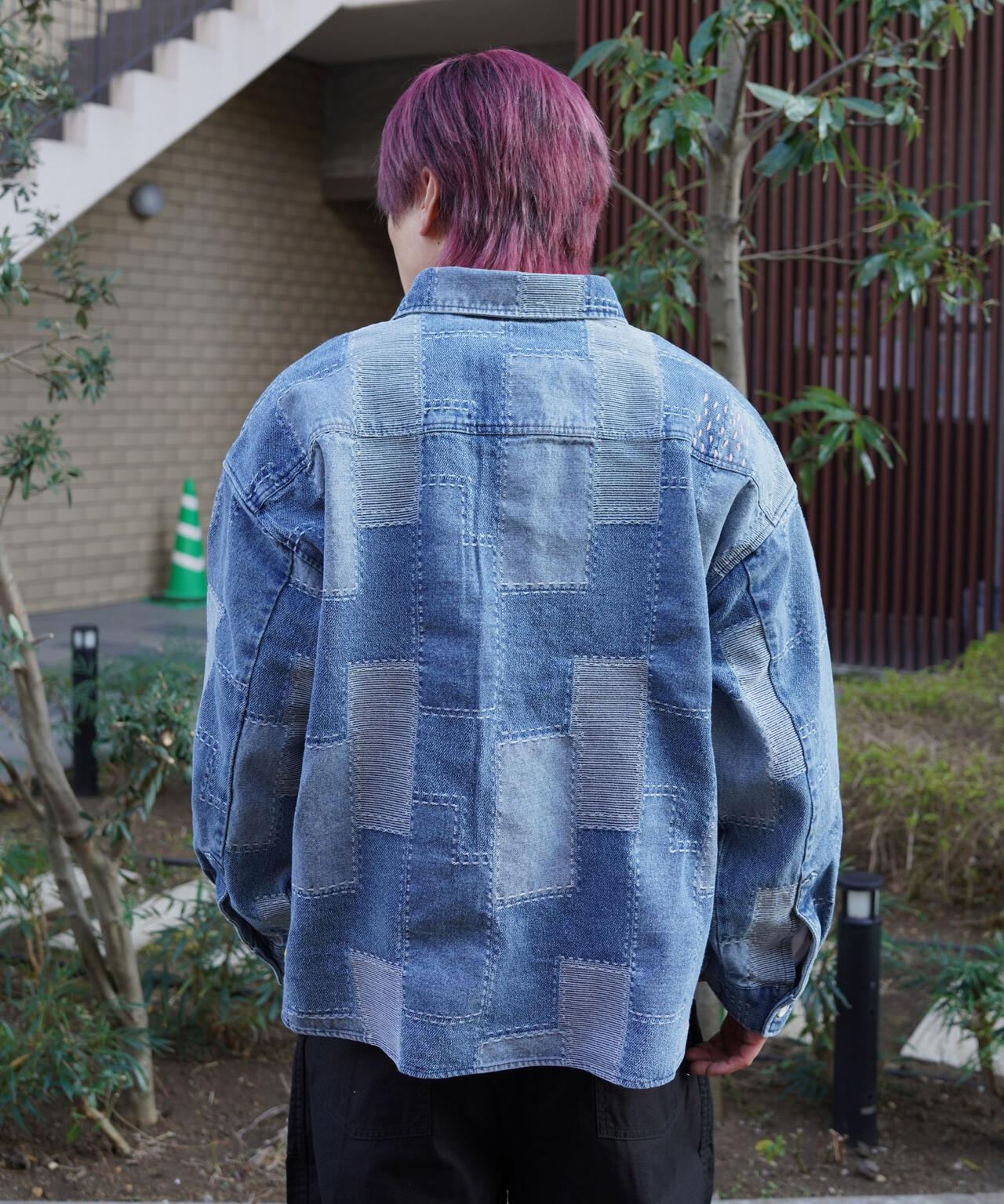 B omnivore/ビーオムニボー PATCHWORK DENIM SHIRT