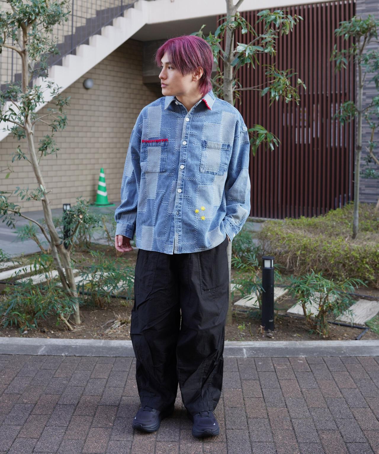 B omnivore/ビーオムニボー PATCHWORK DENIM SHIRT