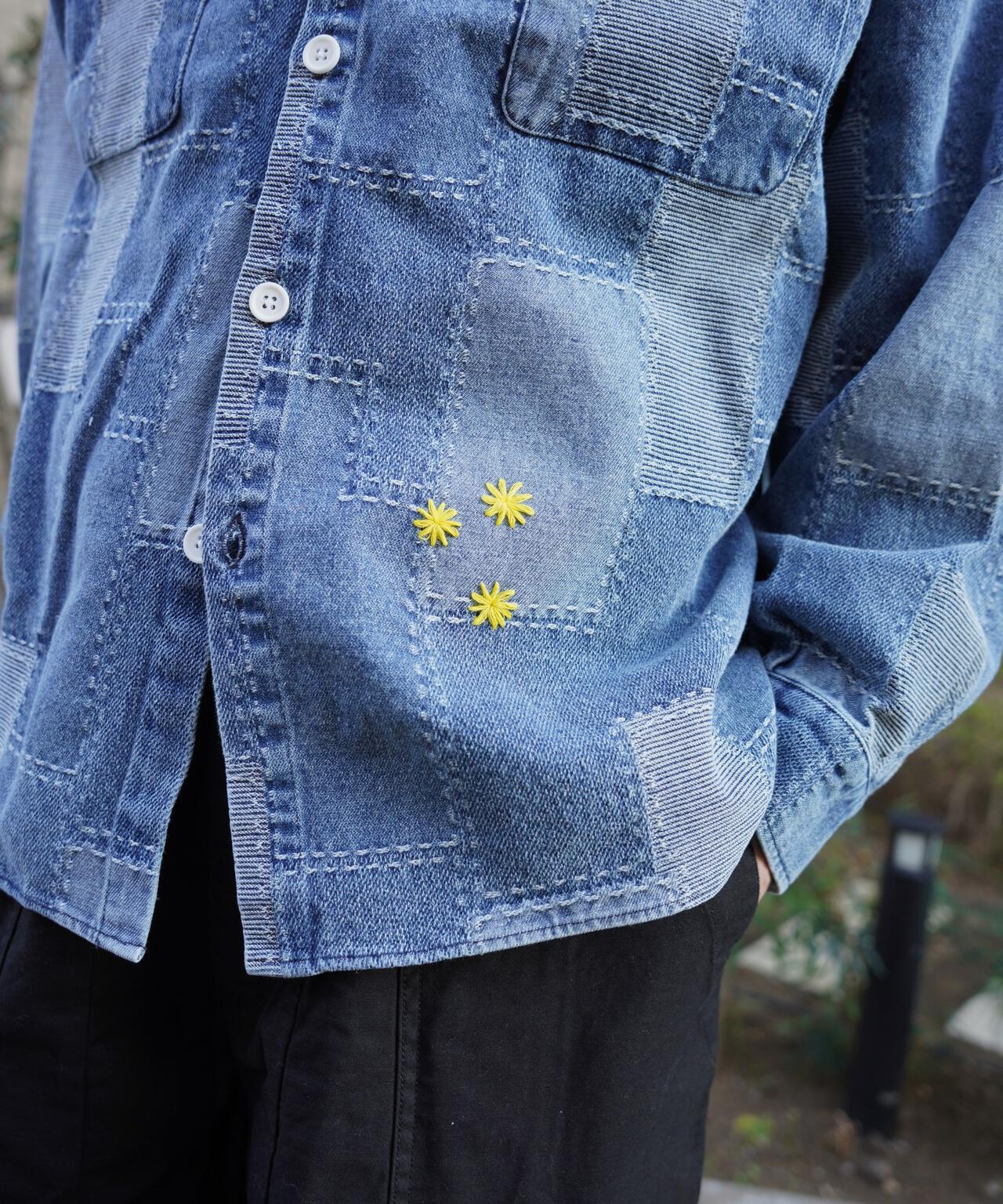 B omnivore/ビーオムニボー PATCHWORK DENIM SHIRT