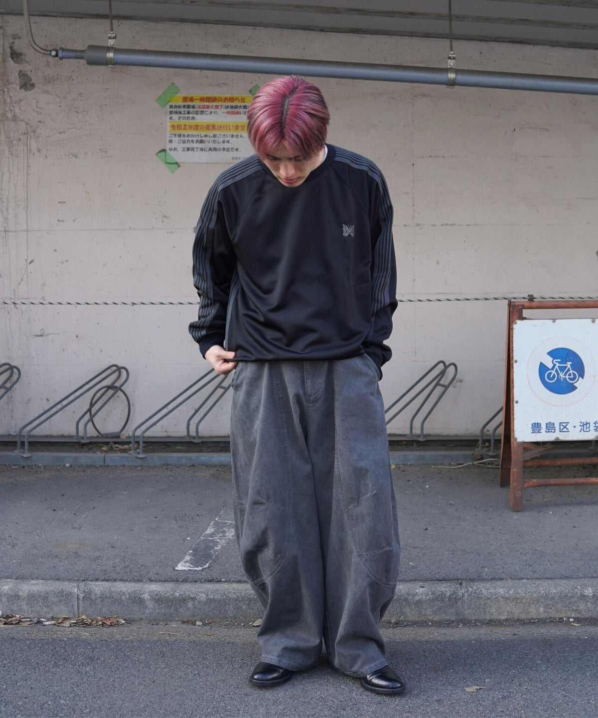 Needles/ニードルズ 別注Track Crew Neck Shirt - Poly Smooth