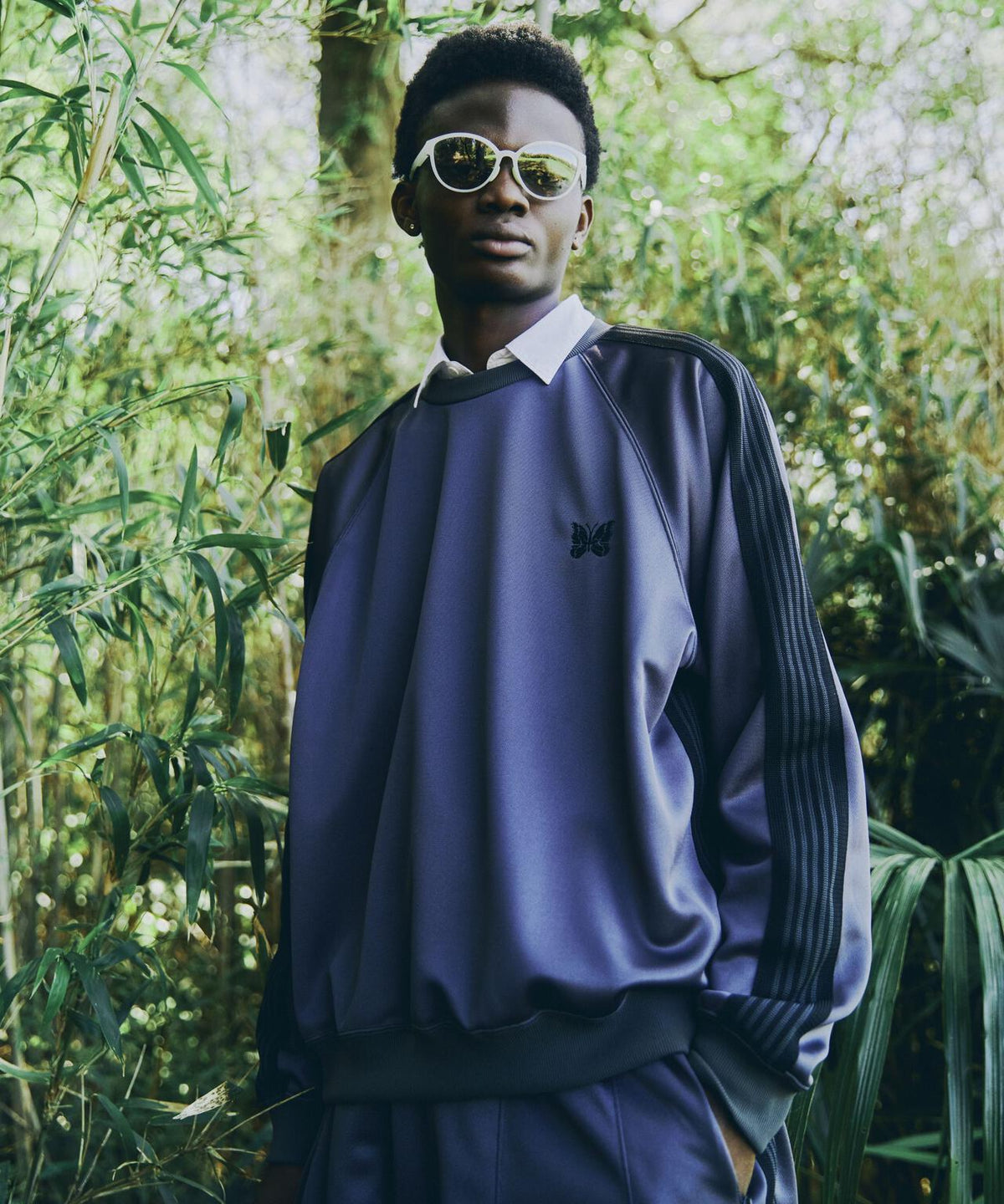 Needles/ニードルズ 別注Track Crew Neck Shirt - Poly Smooth