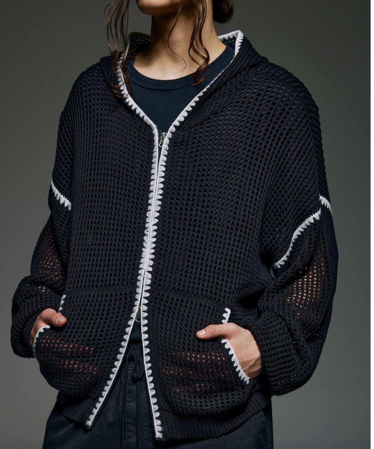 B omnivore/ビーオムニボー HAND - STITCH MESH HOODIE