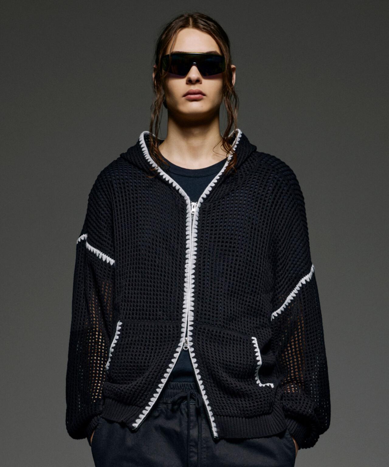 B omnivore/ビーオムニボー HAND - STITCH MESH HOODIE