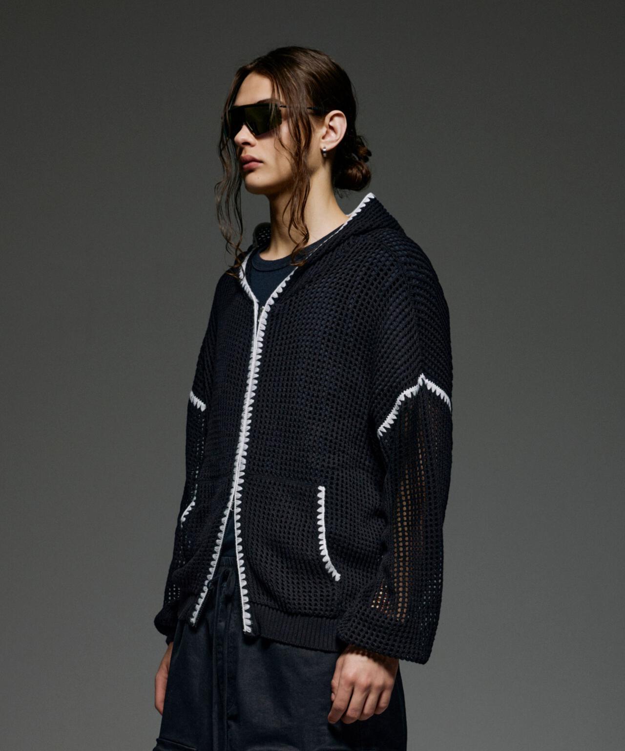 B omnivore/ビーオムニボー HAND - STITCH MESH HOODIE