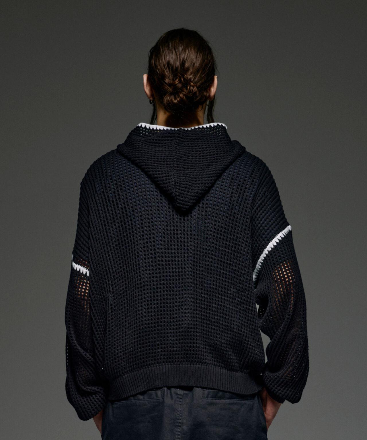 B omnivore/ビーオムニボー HAND - STITCH MESH HOODIE