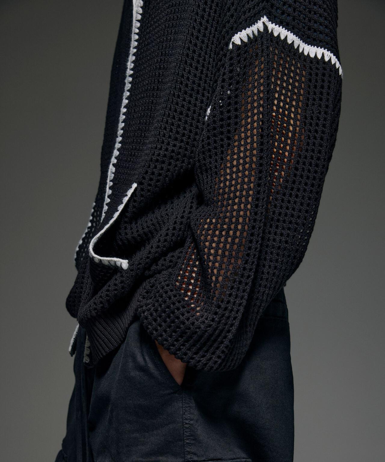 B omnivore/ビーオムニボー HAND - STITCH MESH HOODIE
