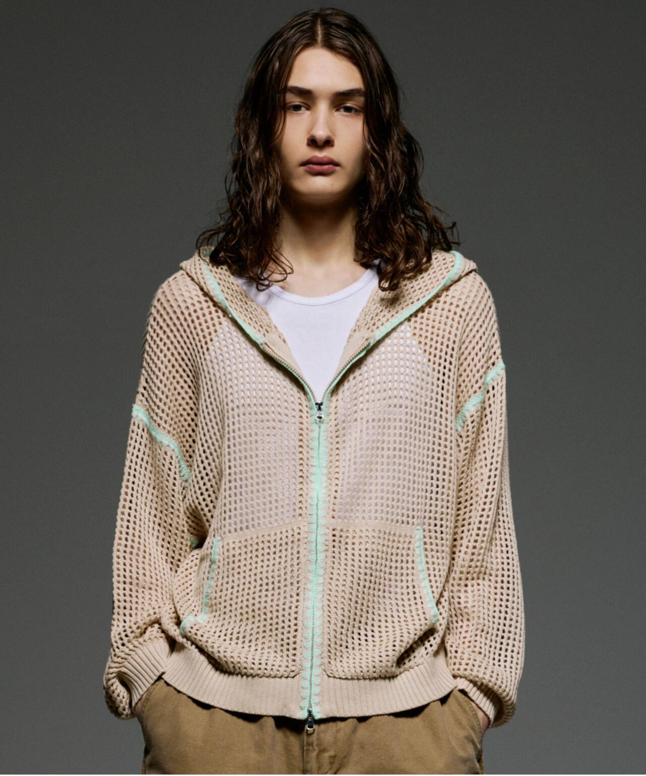 B omnivore/ビーオムニボー HAND - STITCH MESH HOODIE