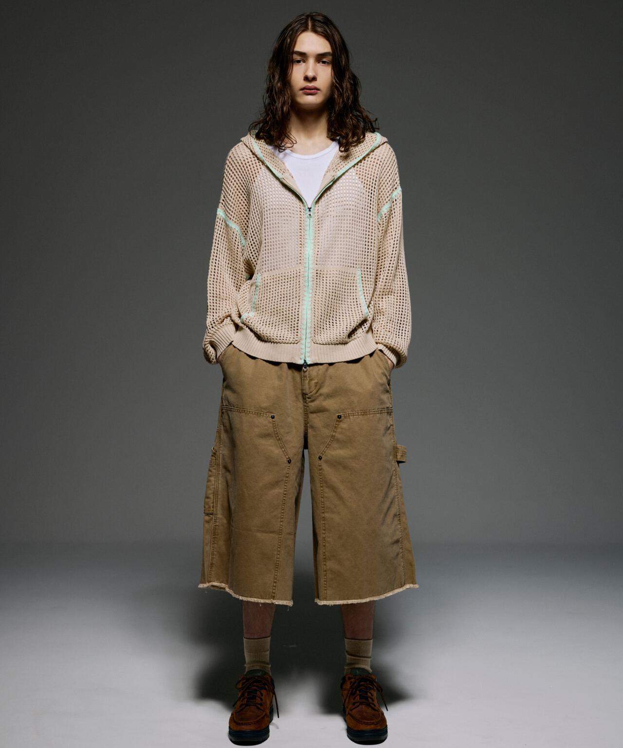 B omnivore/ビーオムニボー HAND - STITCH MESH HOODIE