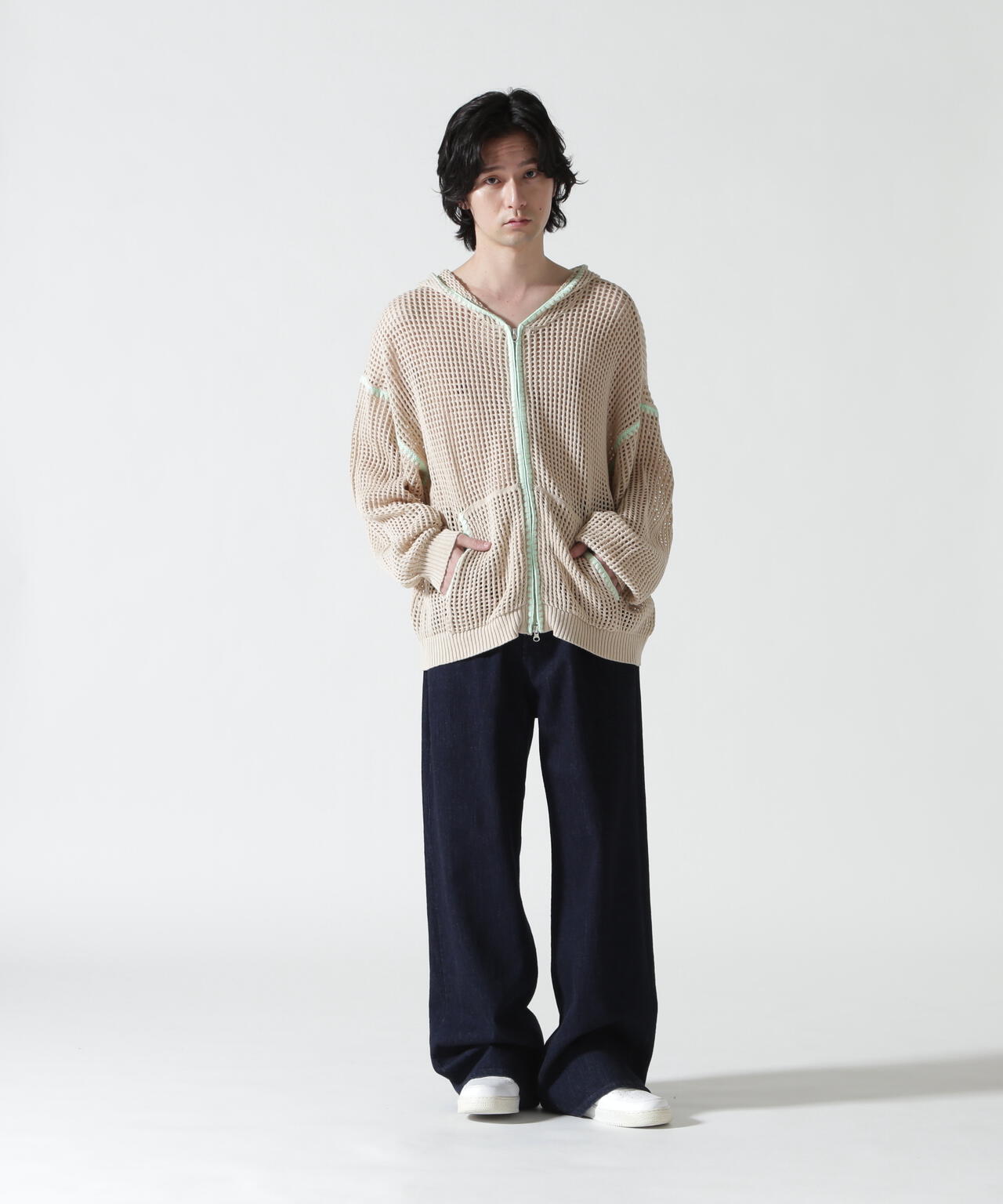 B omnivore/ビーオムニボー HAND - STITCH MESH HOODIE