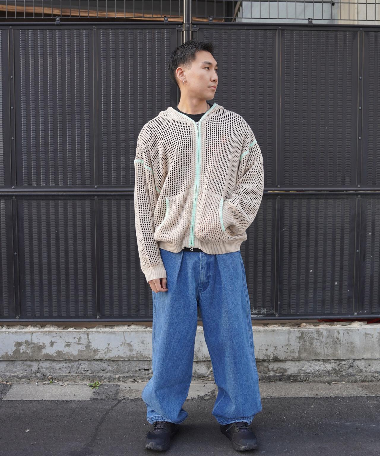 B omnivore/ビーオムニボー HAND - STITCH MESH HOODIE