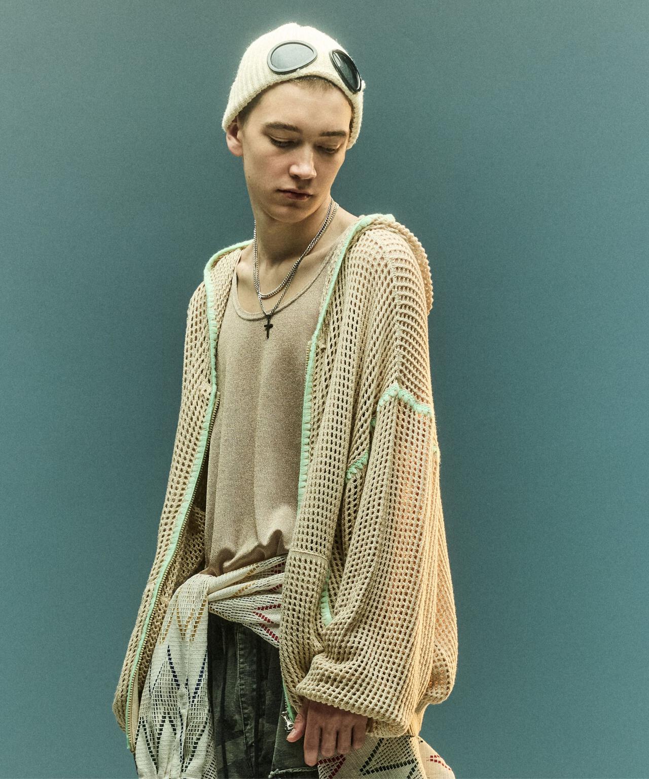 B omnivore/ビーオムニボー HAND - STITCH MESH HOODIE