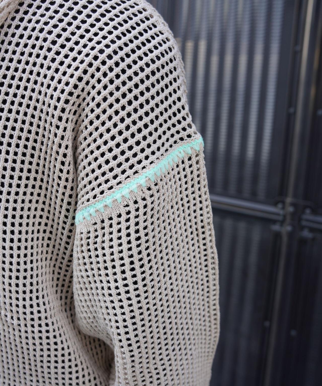 B omnivore/ビーオムニボー HAND - STITCH MESH HOODIE