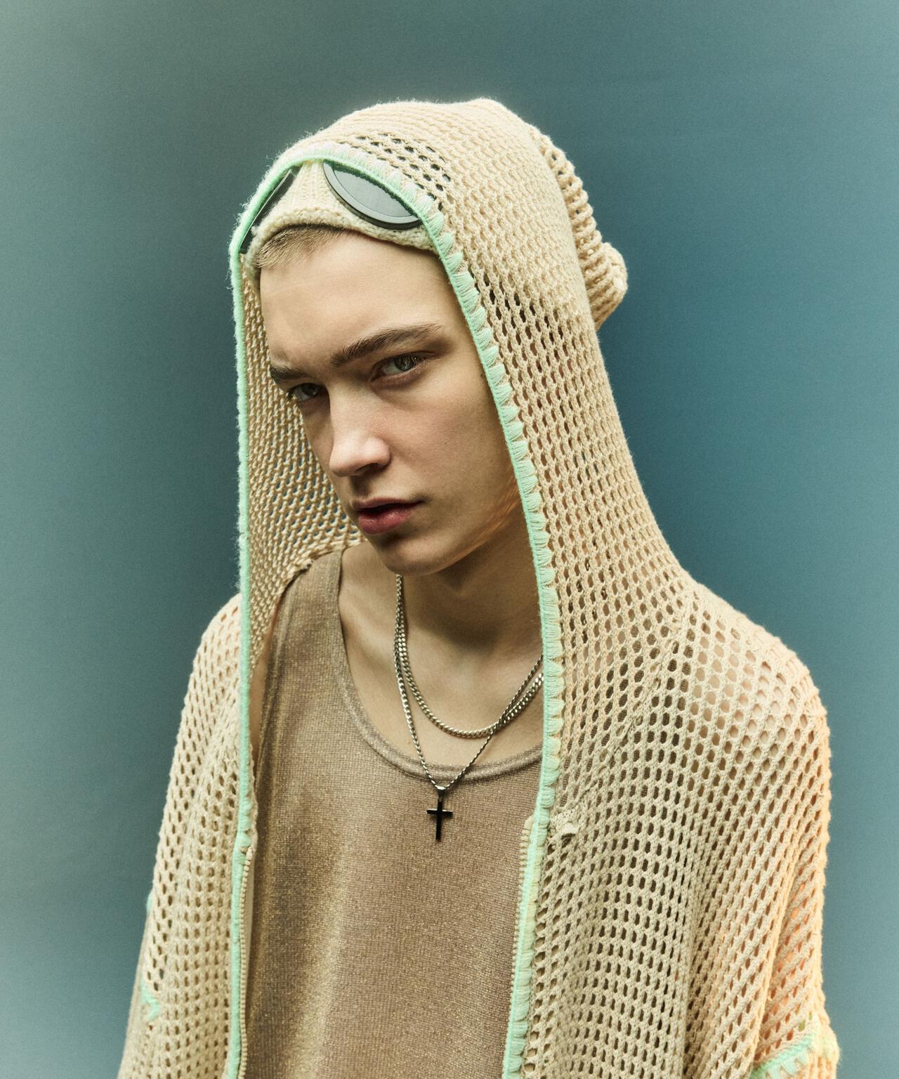 B omnivore/ビーオムニボー HAND - STITCH MESH HOODIE