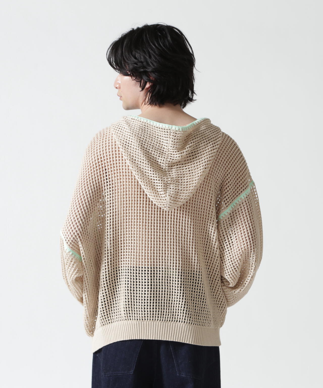 B omnivore/ビーオムニボー HAND - STITCH MESH HOODIE