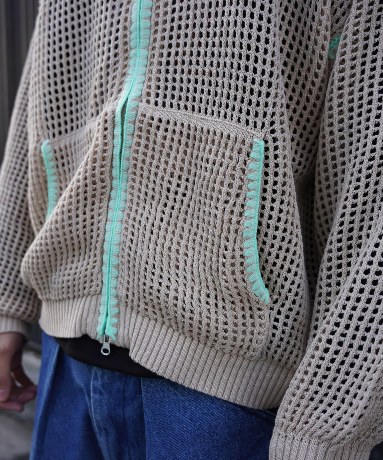 B omnivore/ビーオムニボー HAND - STITCH MESH HOODIE