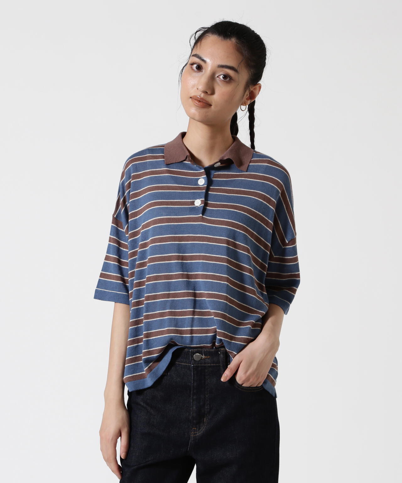 B omnivore/ビーオムニボー アサーメンポロシャツ WOMEN'S