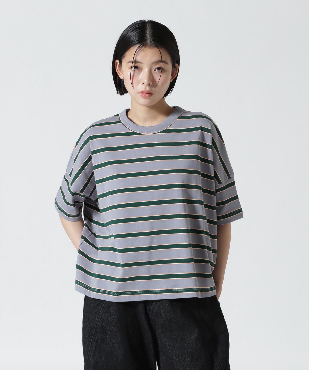 B omnivore/ビーオムニボー 天竺ボーダーワイドTEE WOMEN'S