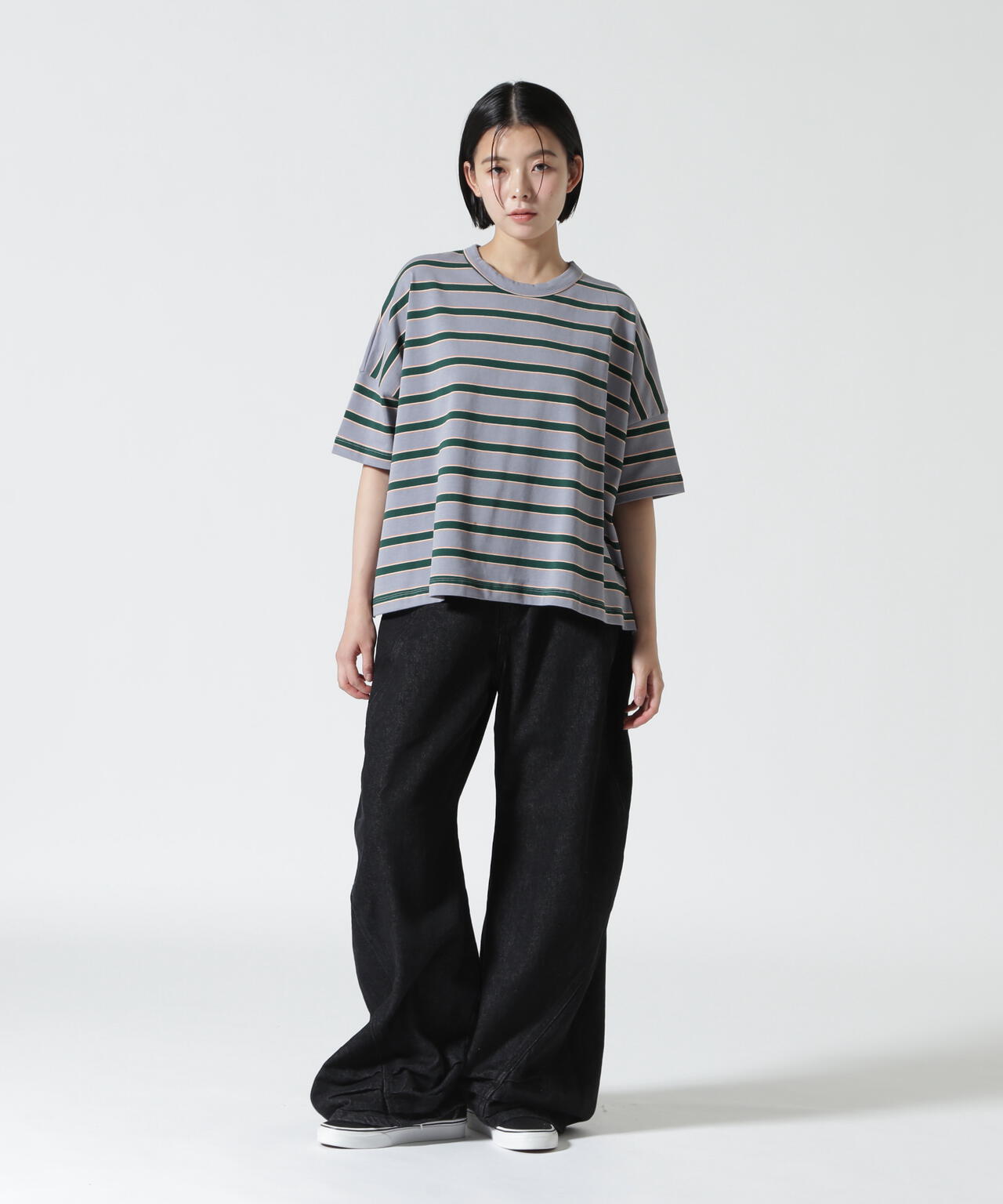 B omnivore/ビーオムニボー 天竺ボーダーワイドTEE WOMEN'S
