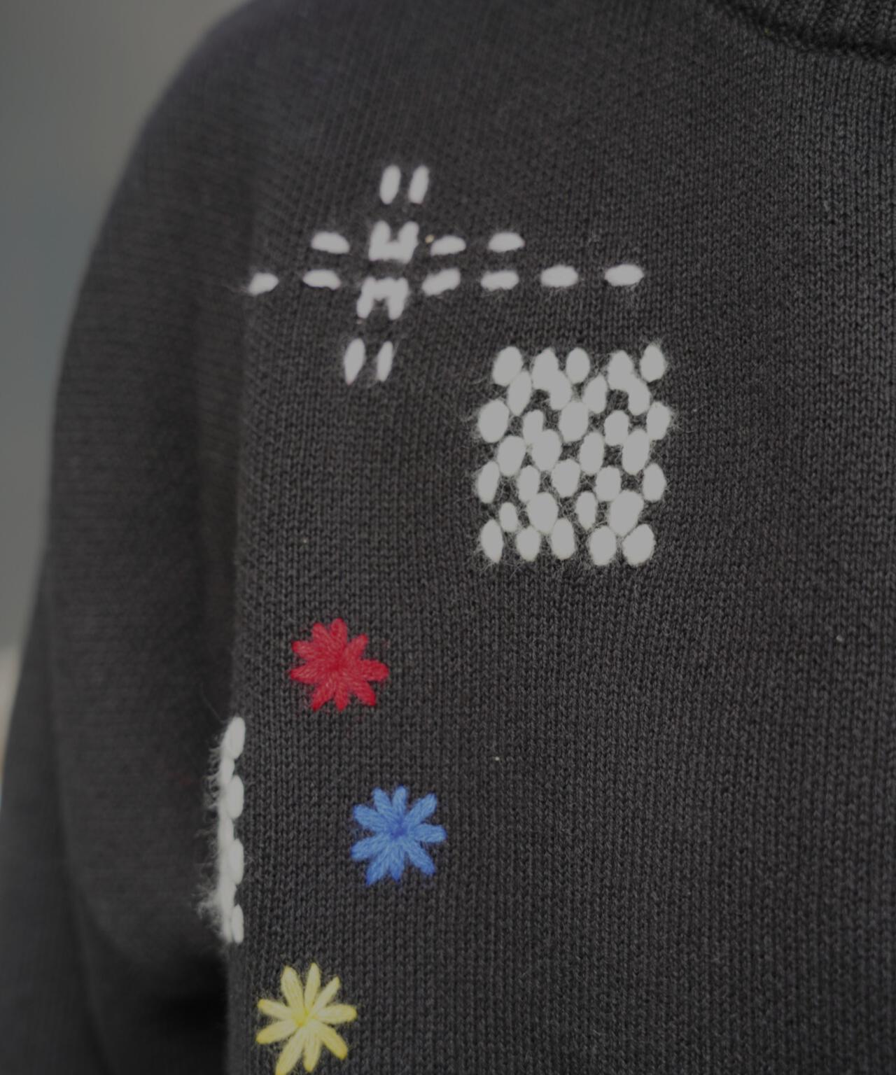 B omnivore/ビーオムニボー HAND STITCH CREWNECK KNIT ハンドステッチクルーネックニット