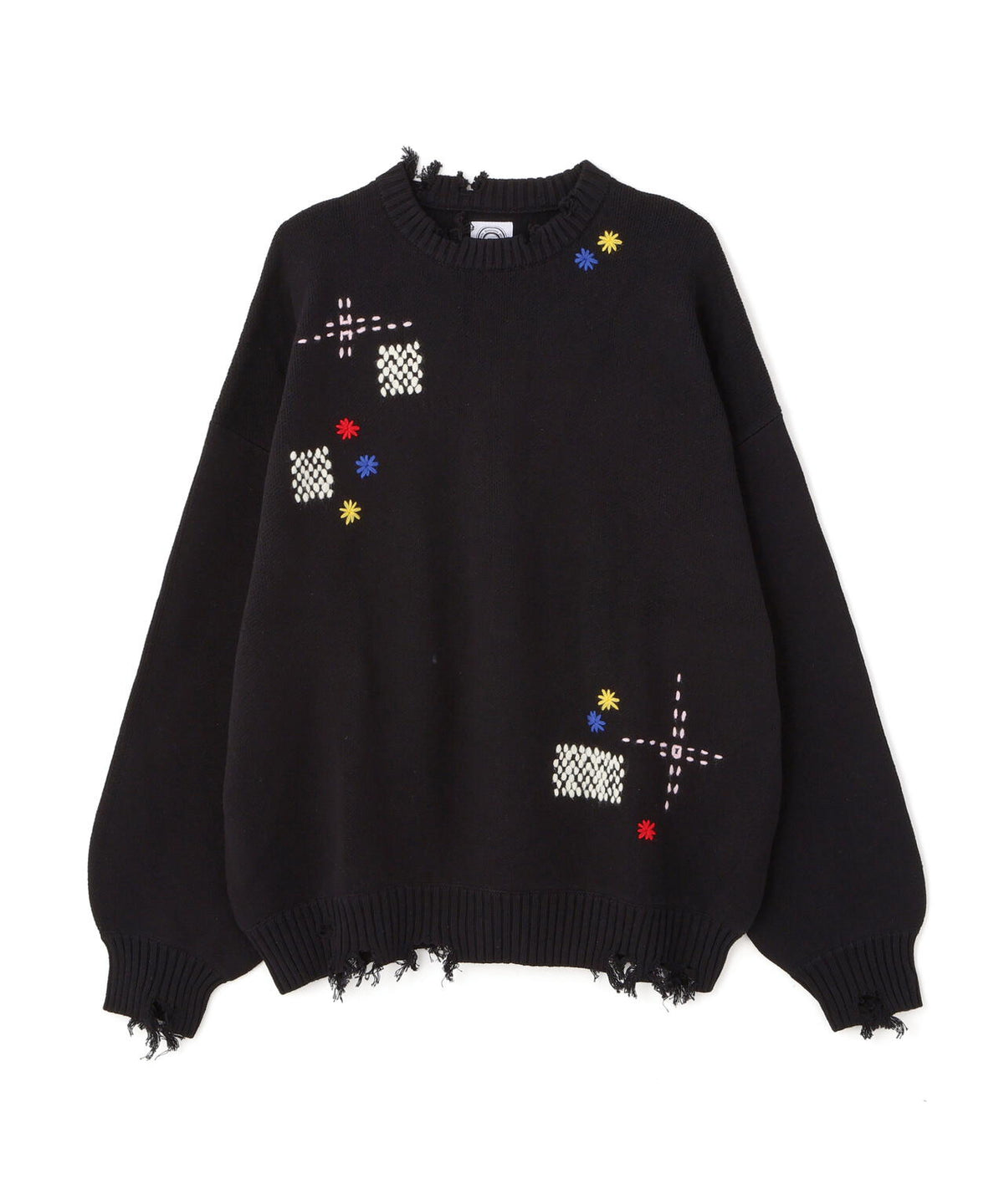 B omnivore/ビーオムニボー HAND STITCH CREWNECK KNIT ハンドステッチクルーネックニット